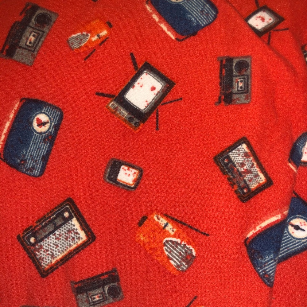 New Red Leggings with Radios and TVs